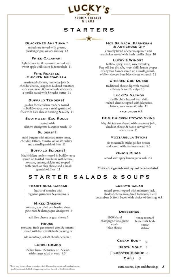 Lucky's Cafe - Washington, DC menu_pic