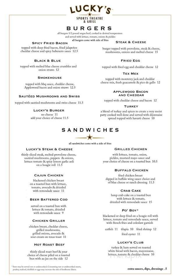 Lucky's Cafe - Washington, DC menu_pic