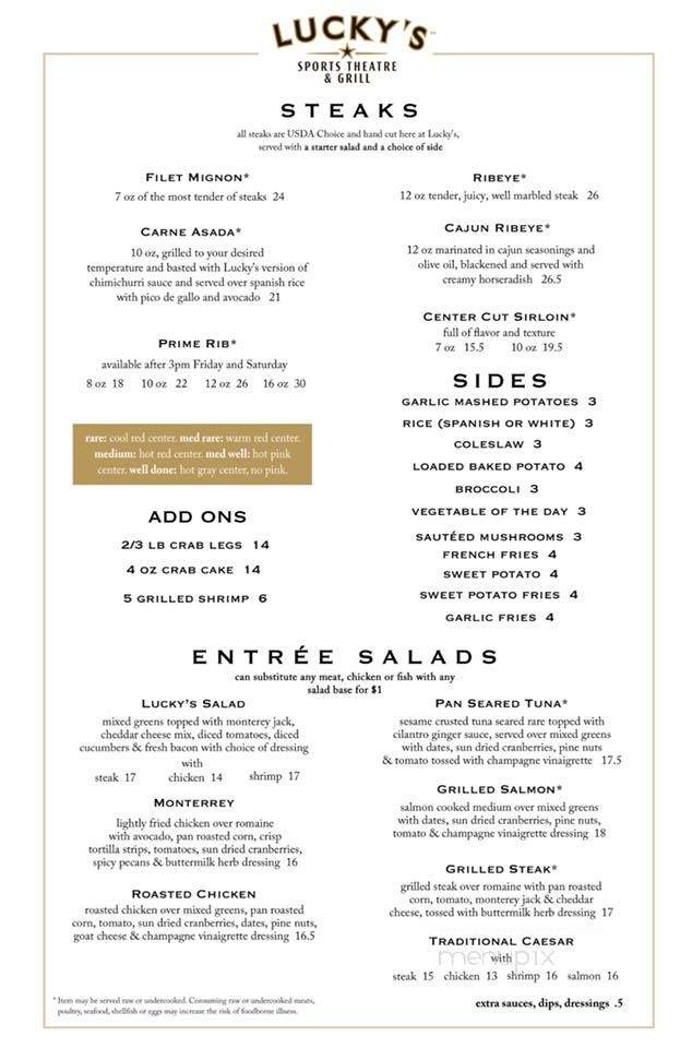 Lucky's Cafe - Washington, DC menu_pic
