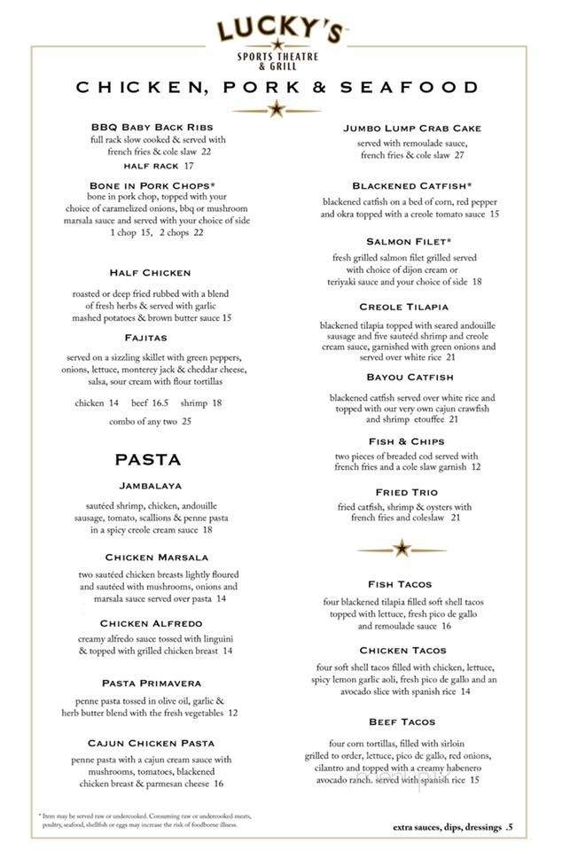 Lucky's Cafe - Washington, DC menu_pic