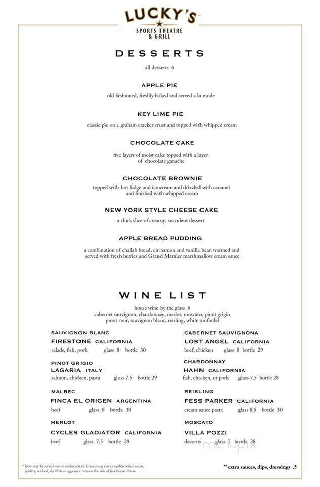 Lucky's Cafe - Washington, DC menu_pic