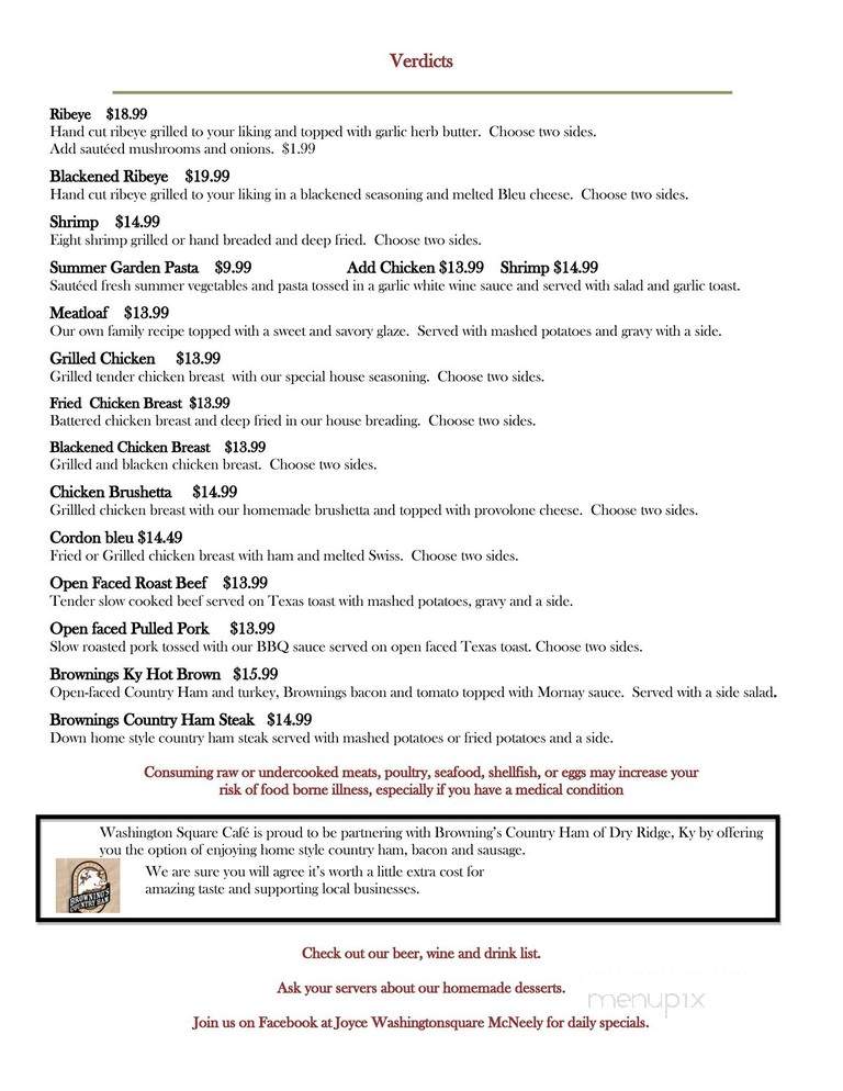 Washington Cafe - Washington, DC menu_pic