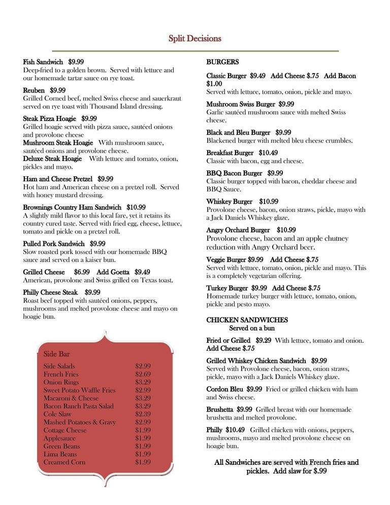 Washington Cafe - Washington, DC menu_pic