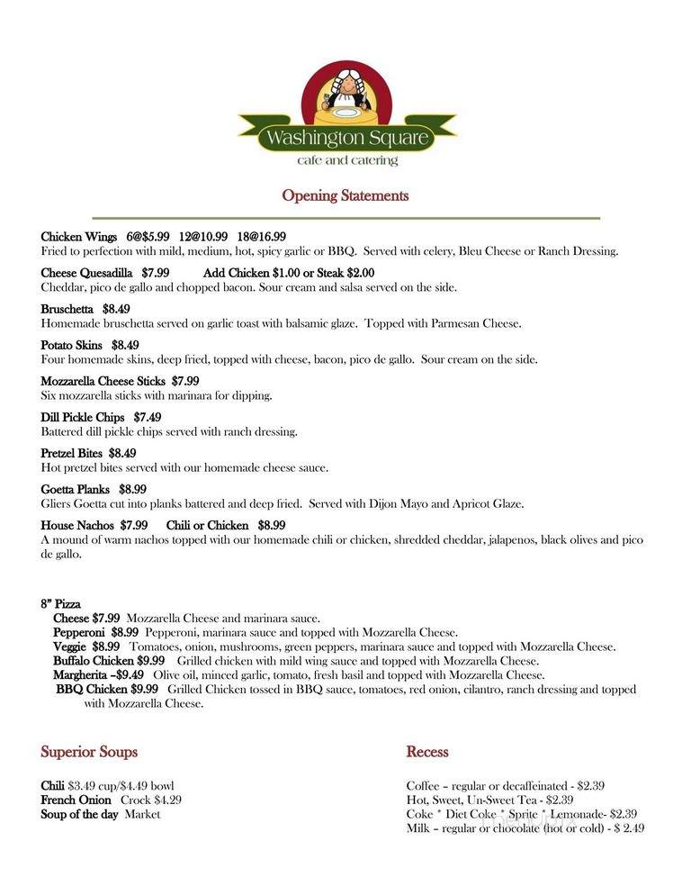 Washington Cafe - Washington, DC menu_pic