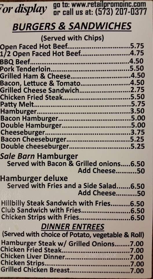 Cowboy Cafe Merchantile - Sulphur Springs, AR menu_pic