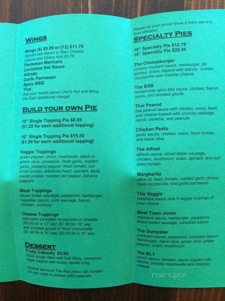 The Rail - A Pizza Company - Rogers, AR menu_pic