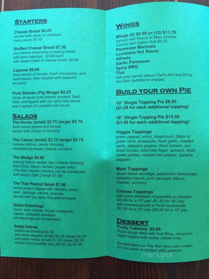 The Rail - A Pizza Company - Rogers, AR menu_pic
