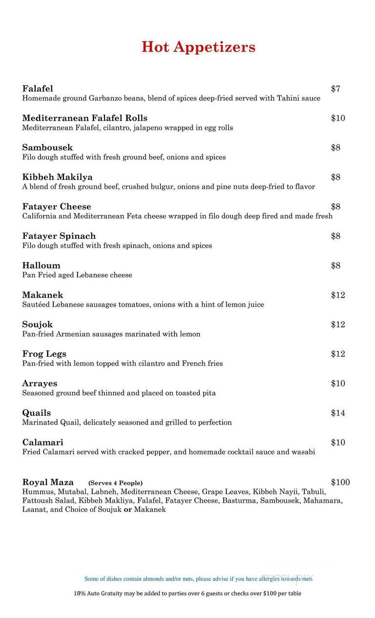 Eden Garden Bar Grill - Pasadena, CA menu_pic