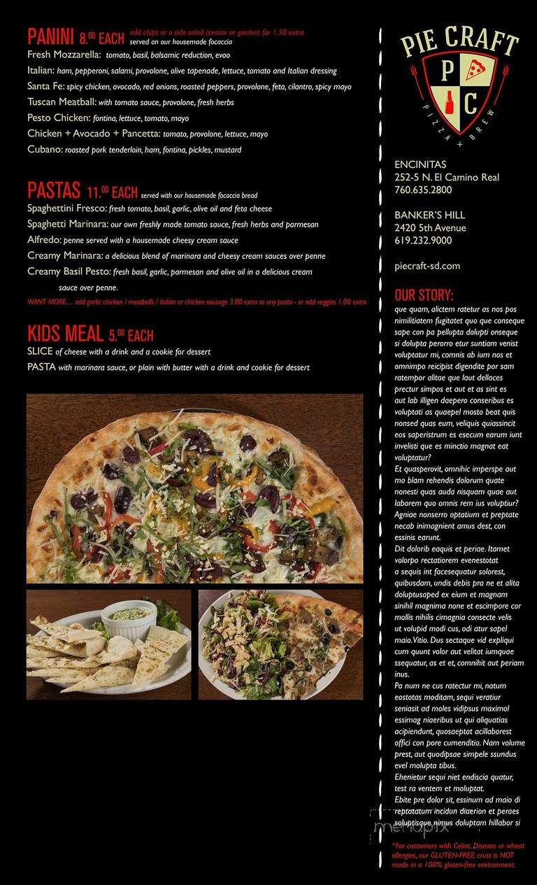 Pizzicato - San Diego, CA menu_pic