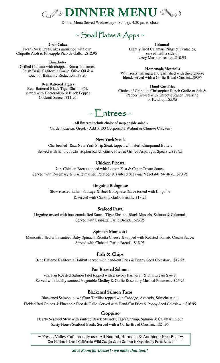 Fresco Valley Cafe - Solvang, CA menu_pic