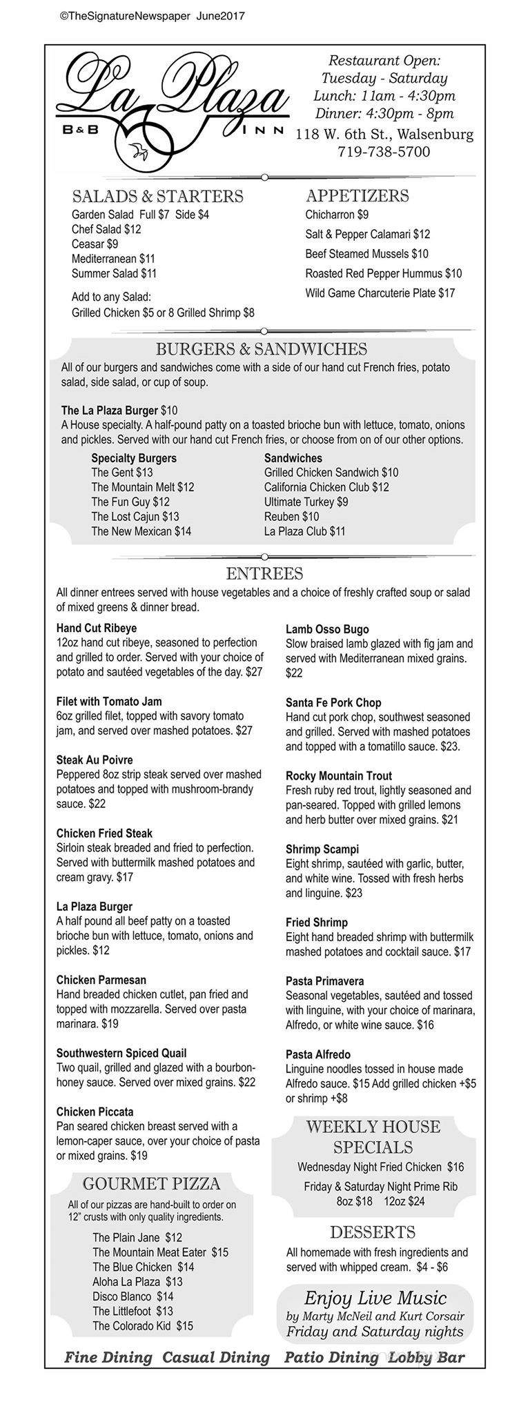 La Plaza Inn Reataurant - Walsenburg, CO menu_pic