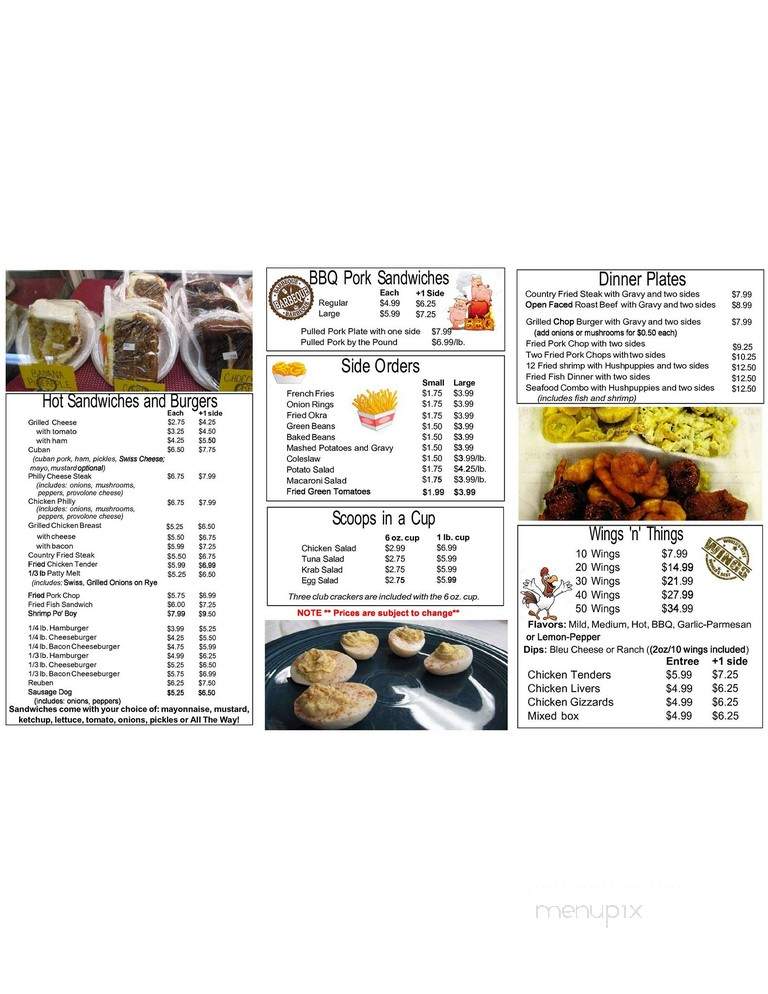 Hill Top County Store - Tallahassee, FL menu_pic