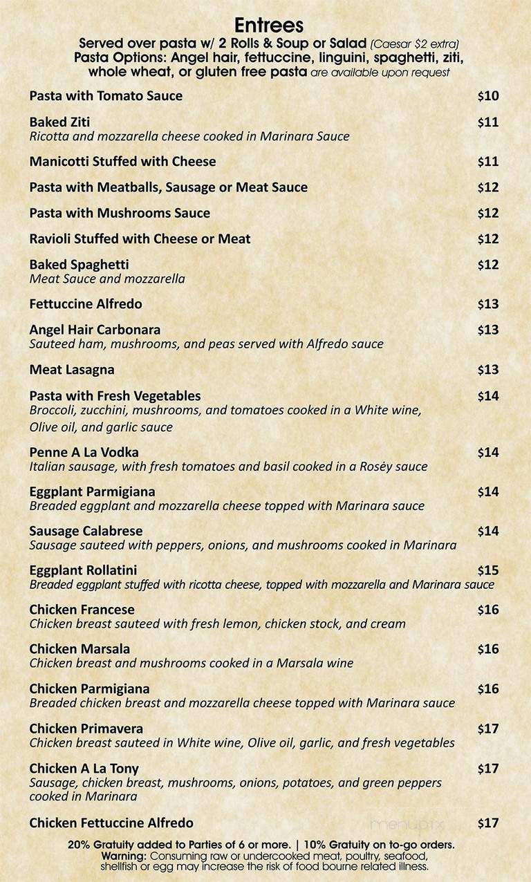 Tony,S Italian Restoraunt Pizza - Dalton, GA menu_pic