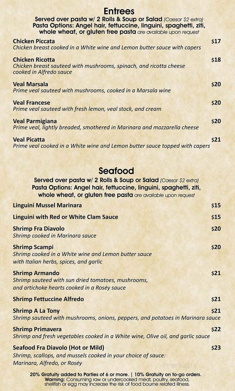 Tony,S Italian Restoraunt Pizza - Dalton, GA menu_pic