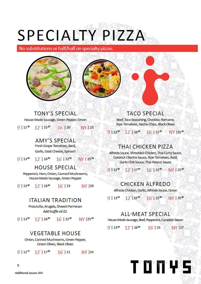 Tony's La Pizzeria - Cedar Falls, IA menu_pic