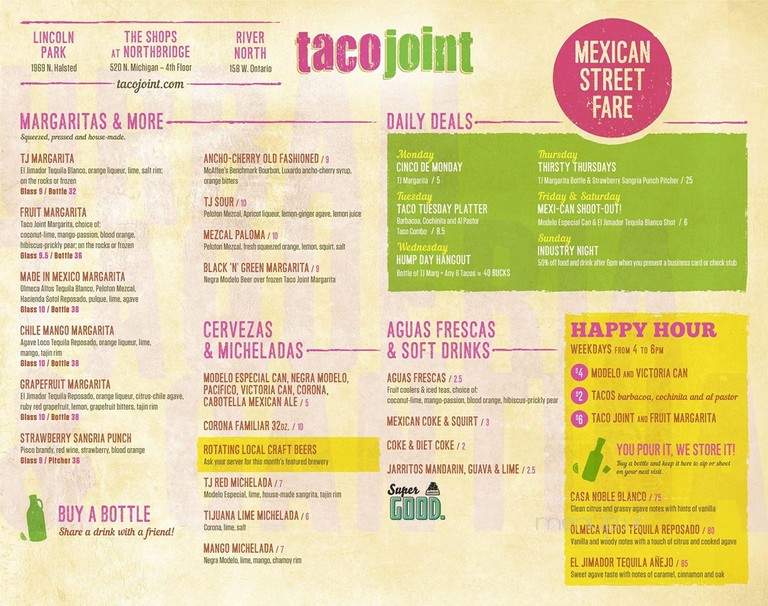 Taco Joint - Chicago, IL menu_pic