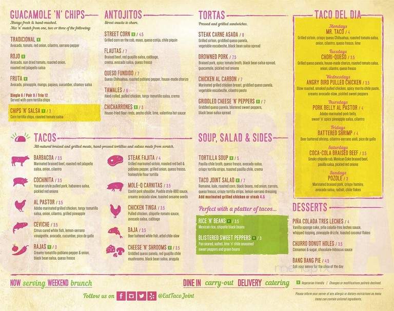 Taco Joint - Chicago, IL menu_pic
