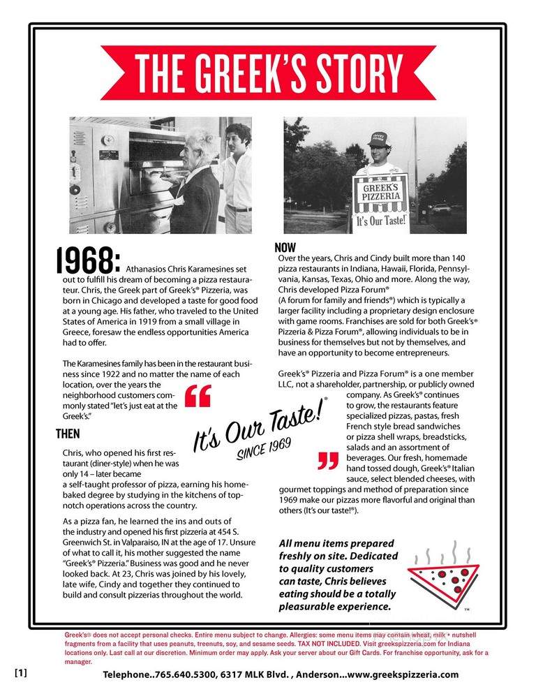 Greek's Pizzeria - Anderson, IN menu_pic