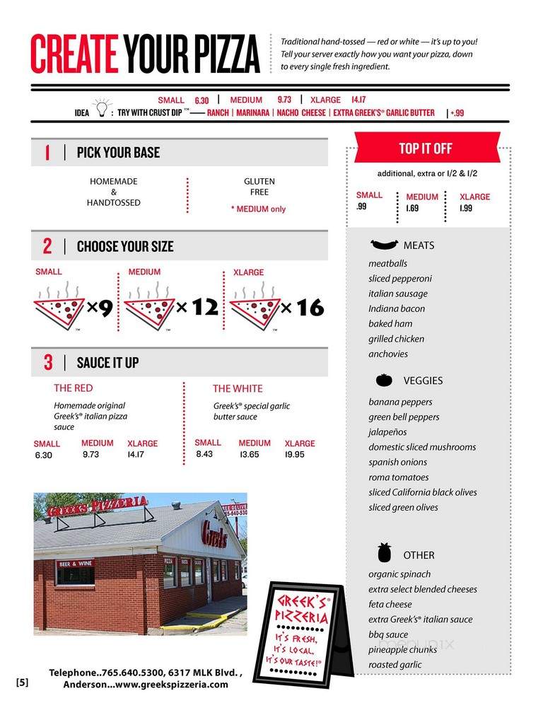 Greek's Pizzeria - Anderson, IN menu_pic