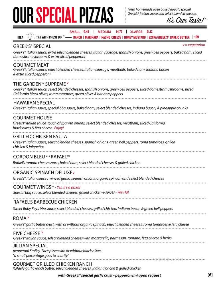 Greek's Pizzeria - Anderson, IN menu_pic