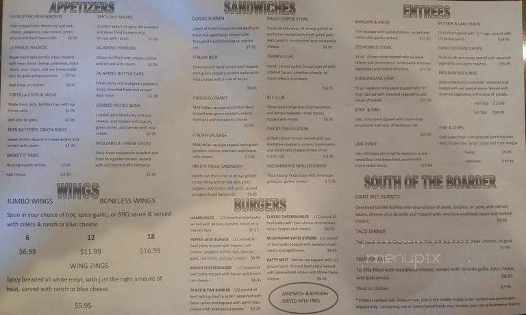 Shenanigans - Portage, IN menu_pic