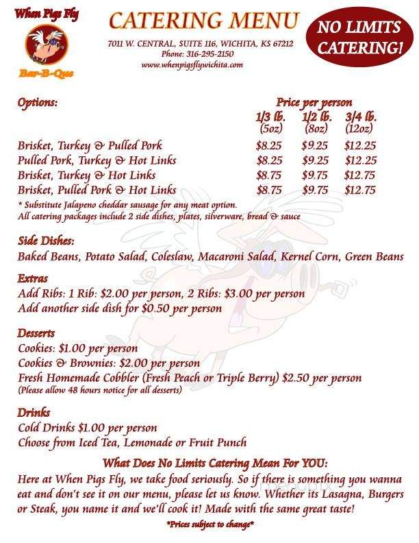 When Pigs Fly Barbecue - Wichita, KS menu_pic