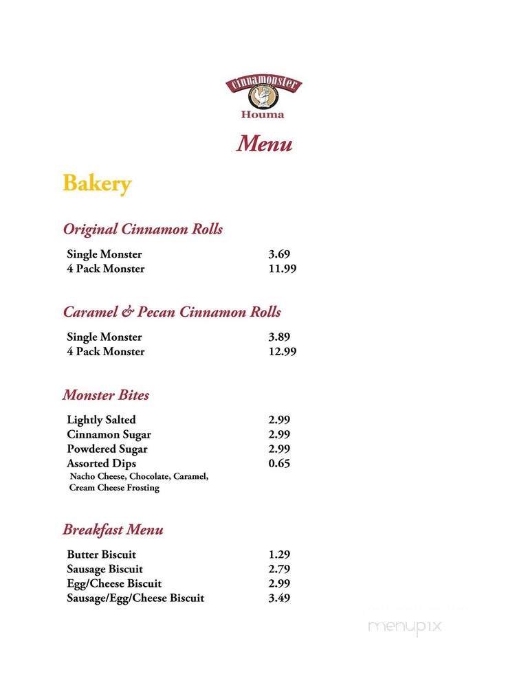 Cinnamonster - Houma, LA menu_pic