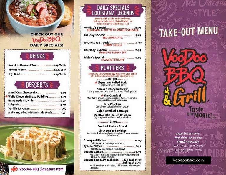 Voodoo BBQ - Metairie, LA menu_pic