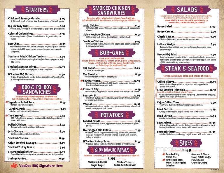Voodoo BBQ - Metairie, LA menu_pic