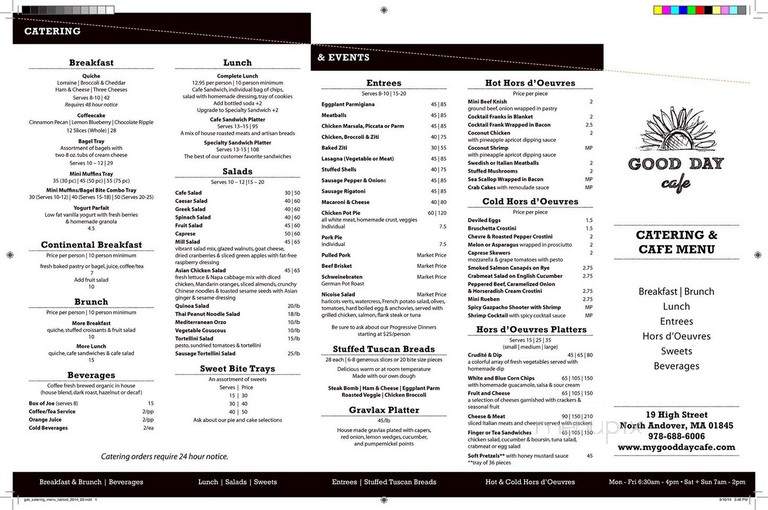 Good Day Cafe - North Andover, MA menu_pic