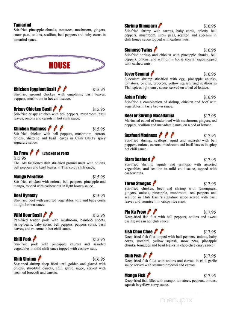 Chili Basil Thai Restaurant - Sudbury, MA menu_pic