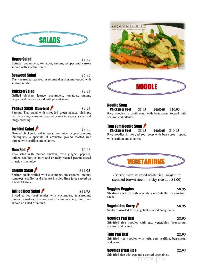 Chili Basil Thai Restaurant - Sudbury, MA menu_pic