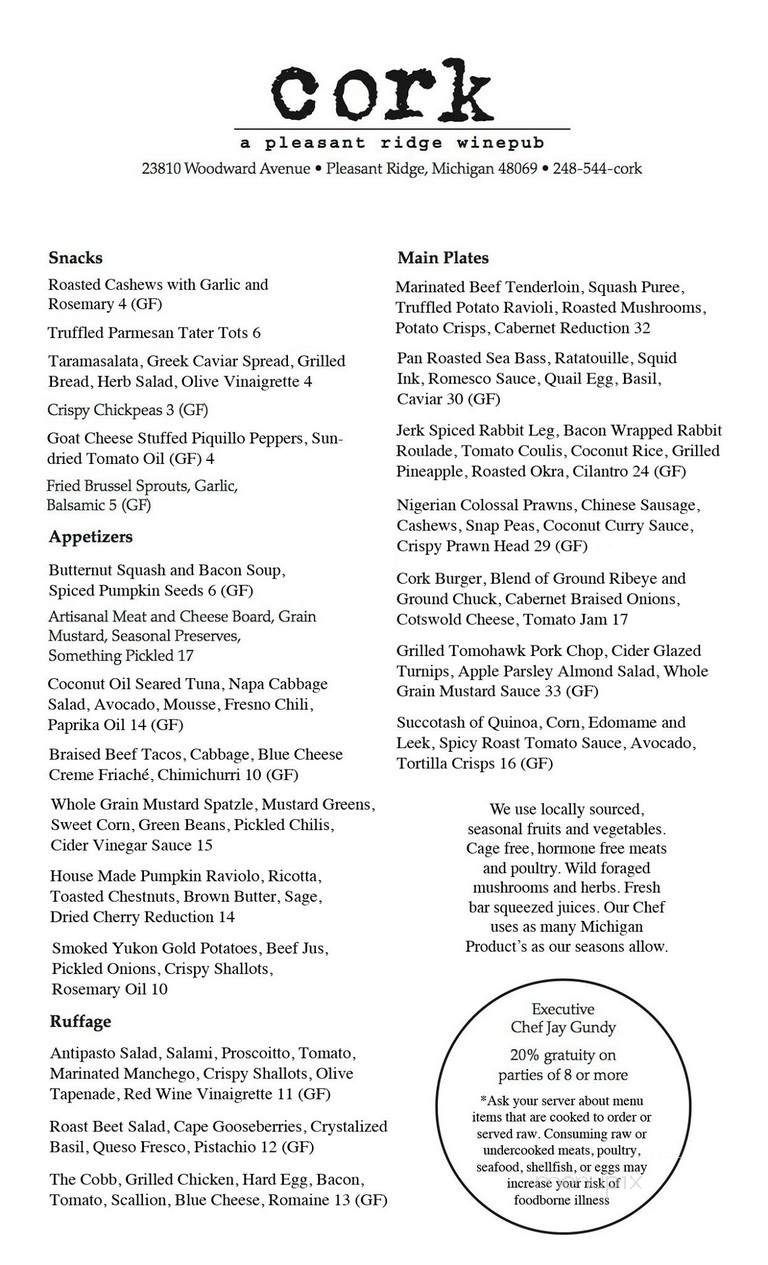 cork Wine Pub - Pleasant Ridge, MI menu_pic