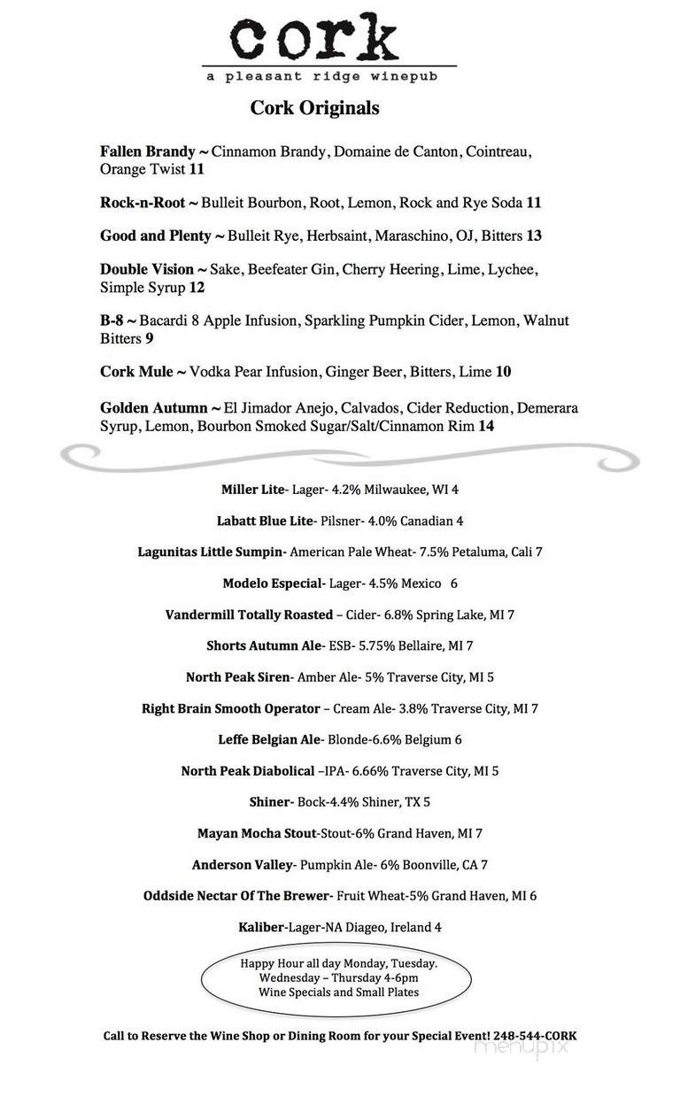 cork Wine Pub - Pleasant Ridge, MI menu_pic