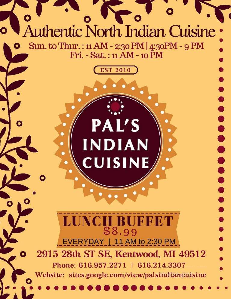 Pal's Indian Cuisine - Kentwood, MI menu_pic