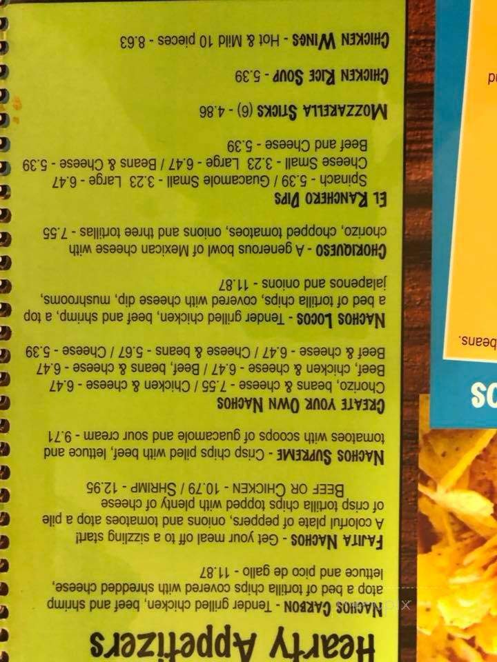 El Ranchero - Petoskey, MI menu_pic