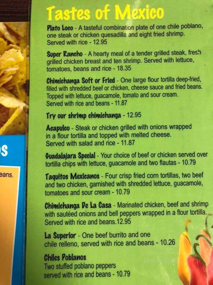 El Ranchero - Petoskey, MI menu_pic