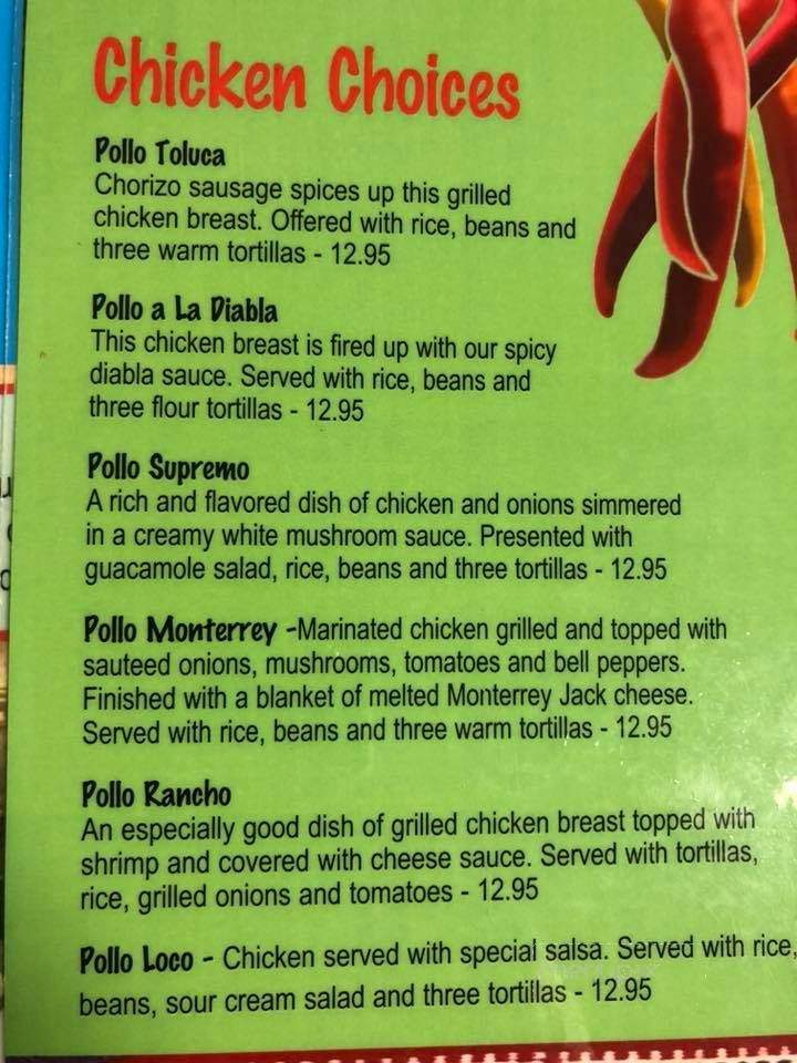 El Ranchero - Petoskey, MI menu_pic