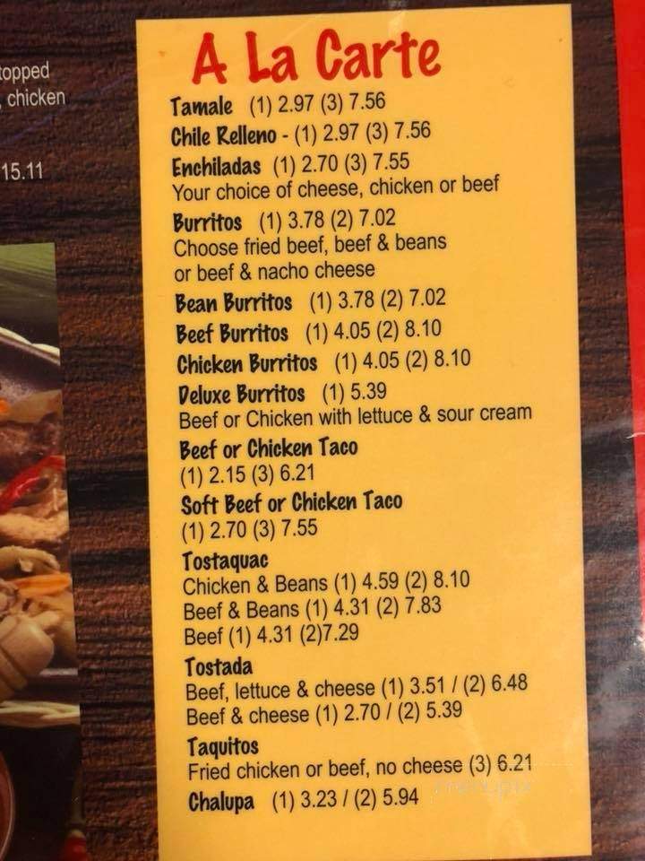 El Ranchero - Petoskey, MI menu_pic