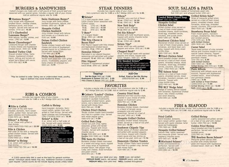Colton's Steakhouse - Kirksville, MO menu_pic