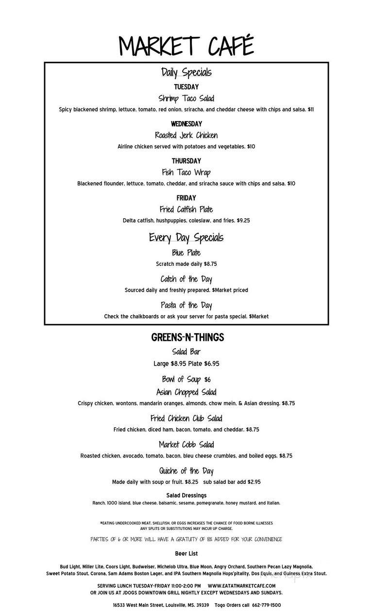 Market cafe - Louisville, MS menu_pic