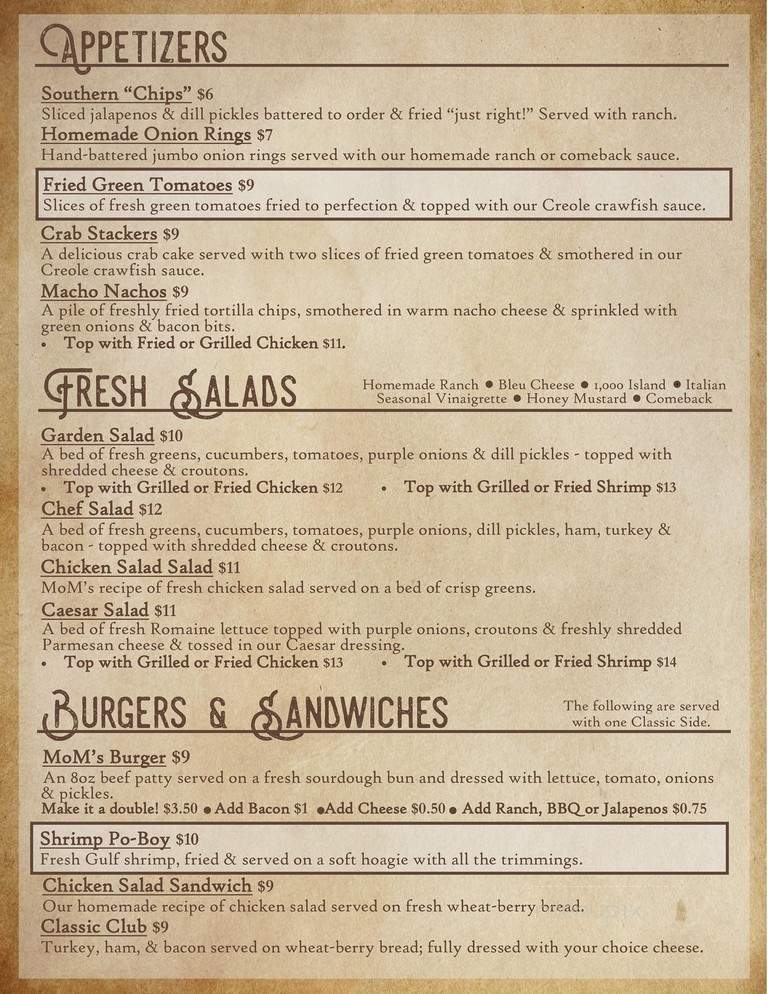 Morgan's On Main - Collins, MS menu_pic