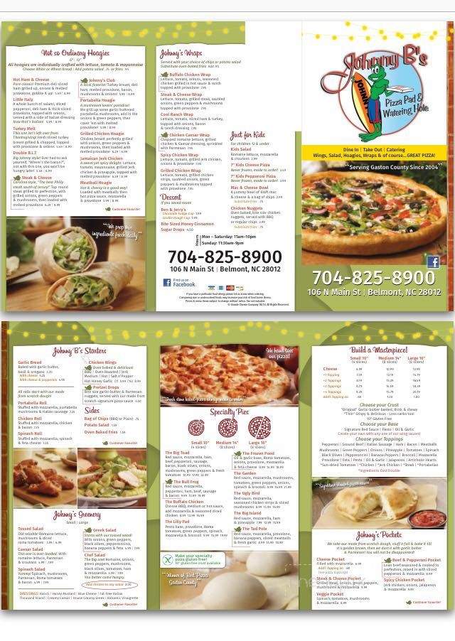 Johnny B's - Belmont, NC menu_pic