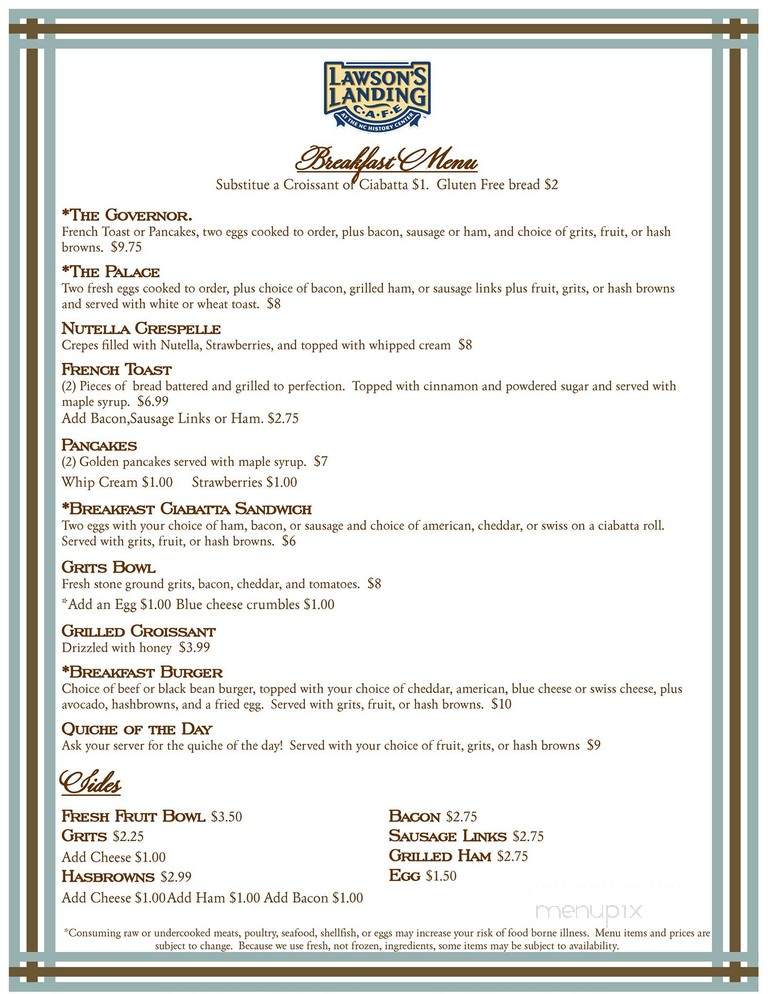 Lawson's Landing Riverwalk Cafe - New Bern, NC menu_pic