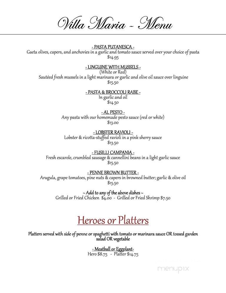 Villa Maria - East Rockaway, NY menu_pic