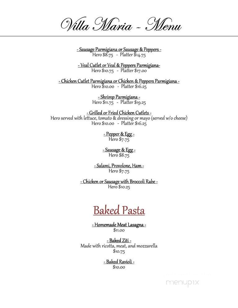 Villa Maria - East Rockaway, NY menu_pic