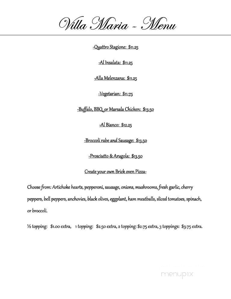 Villa Maria - East Rockaway, NY menu_pic