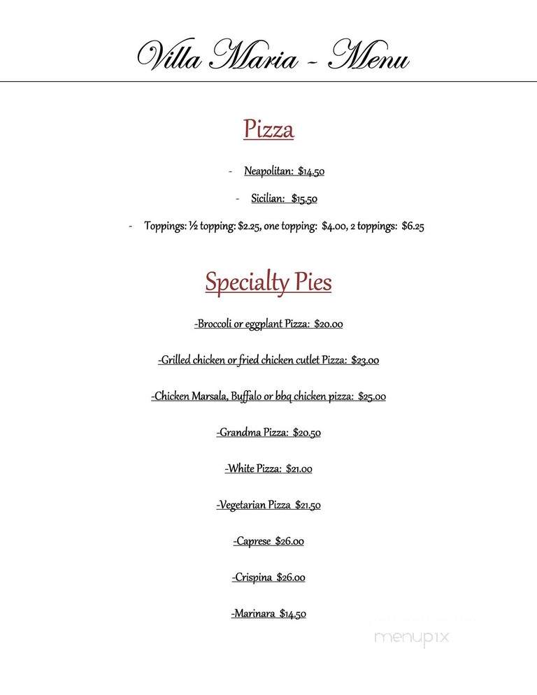 Villa Maria - East Rockaway, NY menu_pic