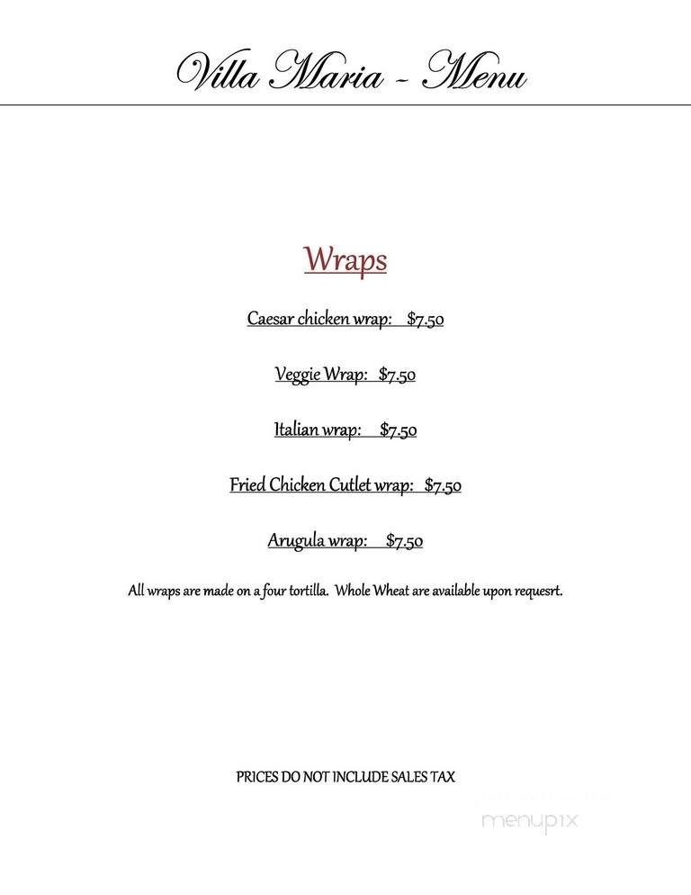 Villa Maria - East Rockaway, NY menu_pic