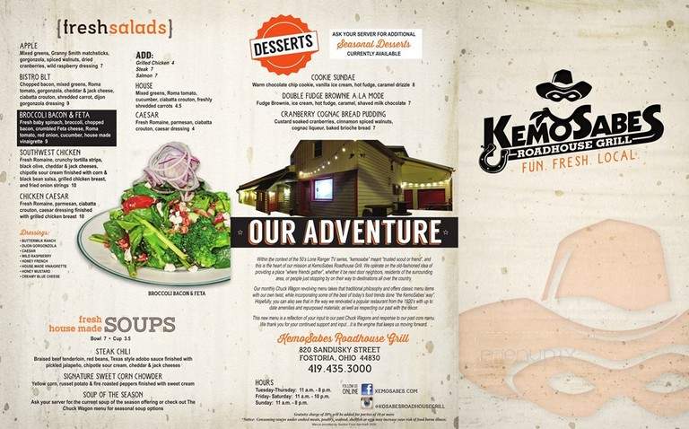 KemoSabes Roadhouse Grill - Fostoria, OH menu_pic